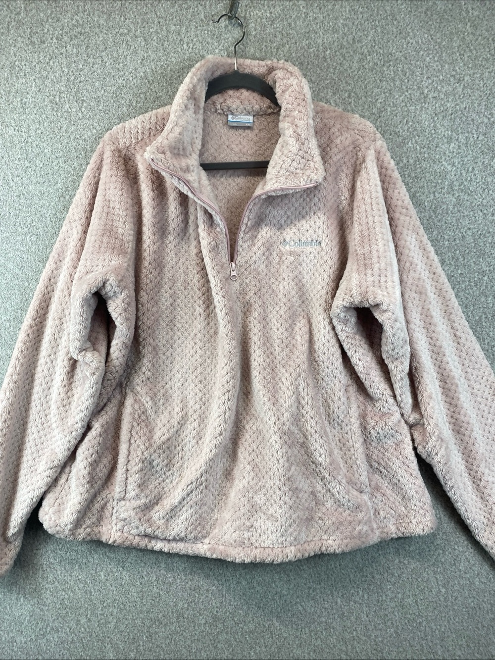 Columbia Deep Pile Fleece Quarter Zip Pink Soft Size XXL Cozy Gorpcore